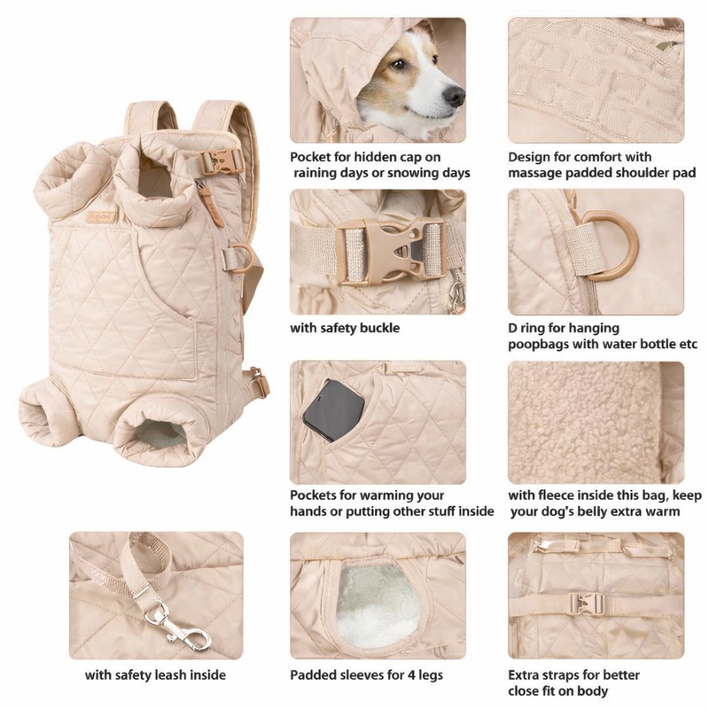 Anypet Pink Cozy Winter Pet Carrier Backpack with Hoodie & Storage Pockets for Small to Medium Dogs