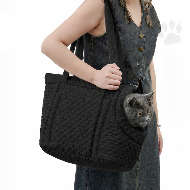 Anypet Quilted Thin Black Korean-Inspired Pet Carrier Handbag & Shoulder Bag