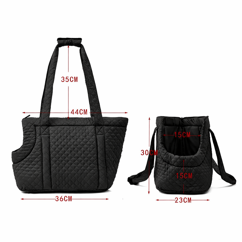 Anypet Quilted Thin Black Korean-Inspired Pet Carrier Handbag & Shoulder Bag