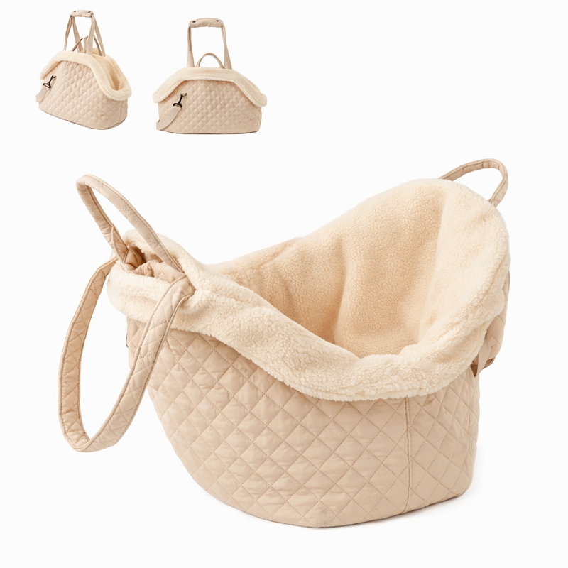 Anypet Quilted Thicken Beige Korean-Inspired Pet Carrier Handbag & Shoulder Bag