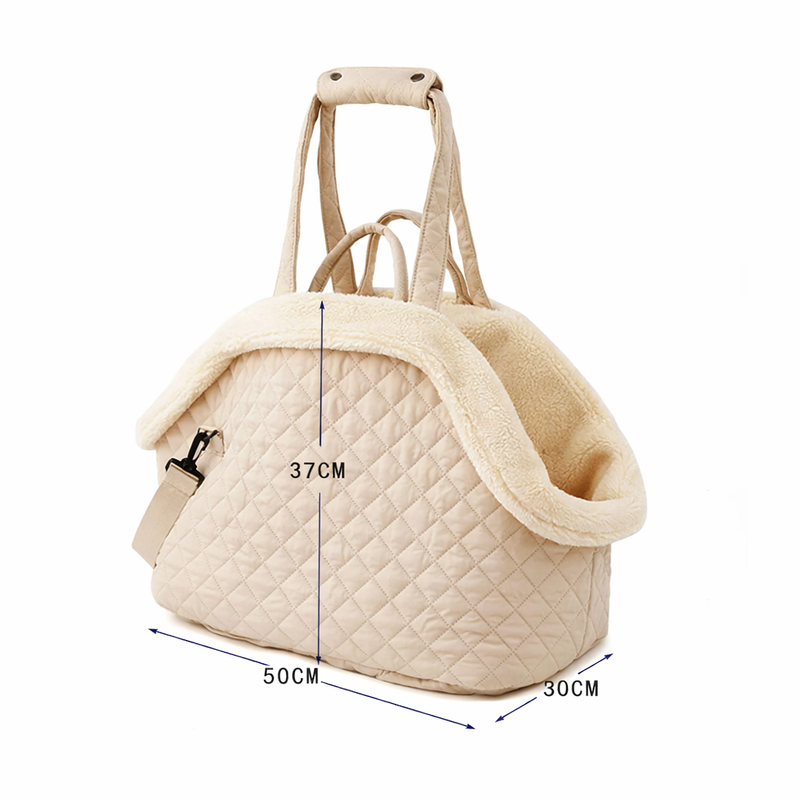 Anypet Quilted Thicken Beige Korean-Inspired Pet Carrier Handbag & Shoulder Bag