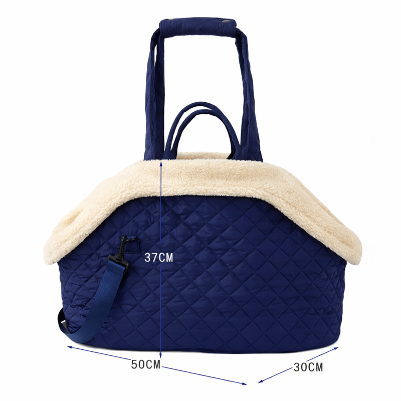 Anypet Quilted Thicken Navy Blue Korean-Inspired Pet Carrier Handbag & Shoulder Bag
