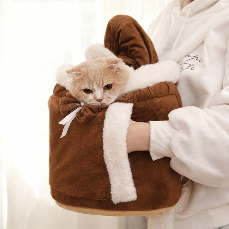 Anypet Large Brown Outdoor Pet Carrier Nest with Ear Hoodie