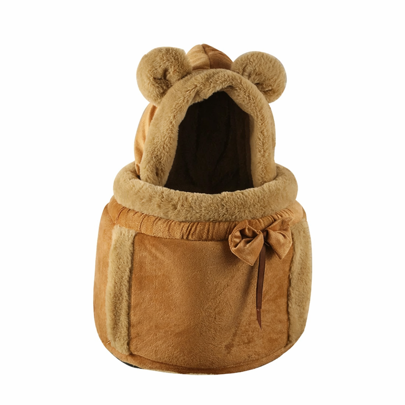 Anypet Large Brown Outdoor Pet Carrier Nest with Ear Hoodie