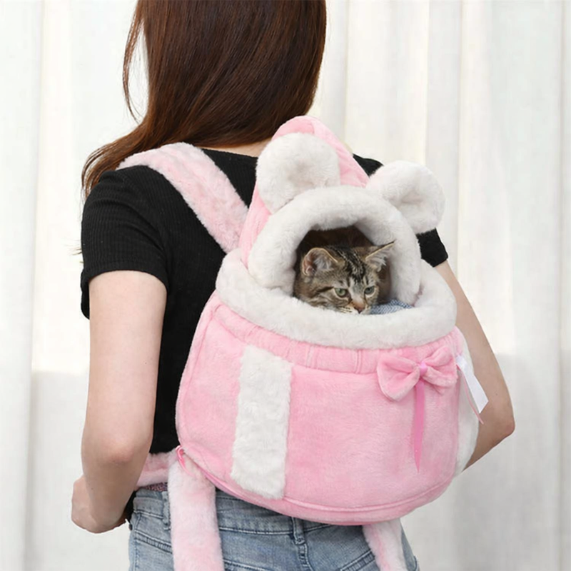 Anypet Small Pink Outdoor Pet Carrier Nest with Ear Hoodie