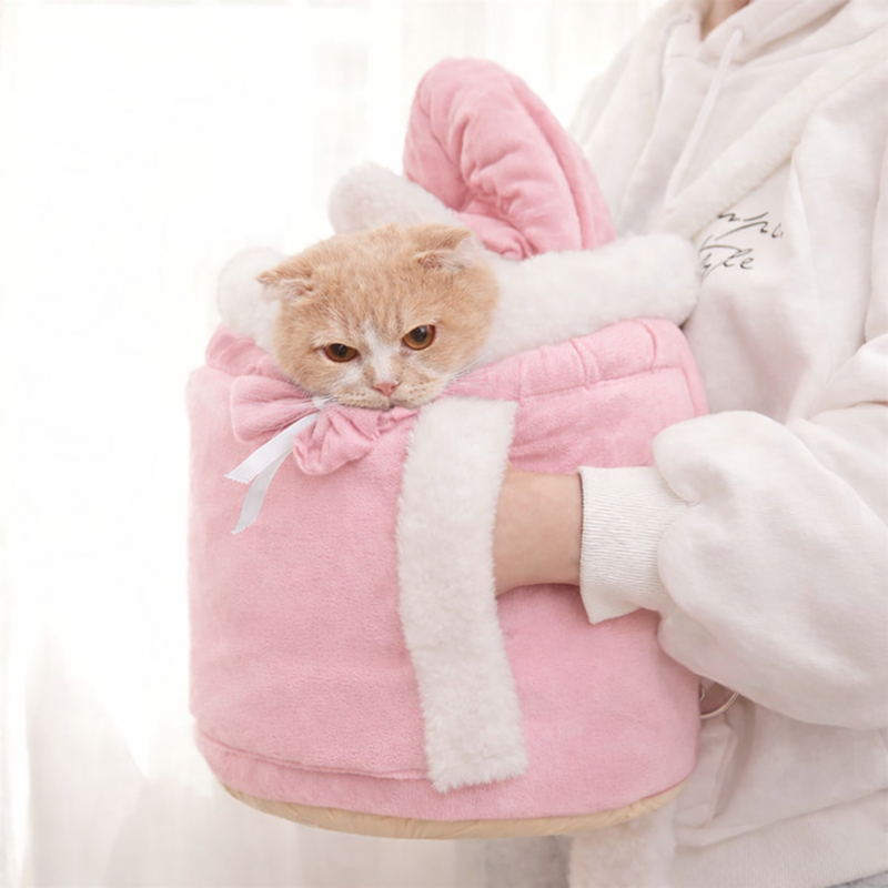 Anypet Large Pink Outdoor Pet Carrier Nest with Ear Hoodie