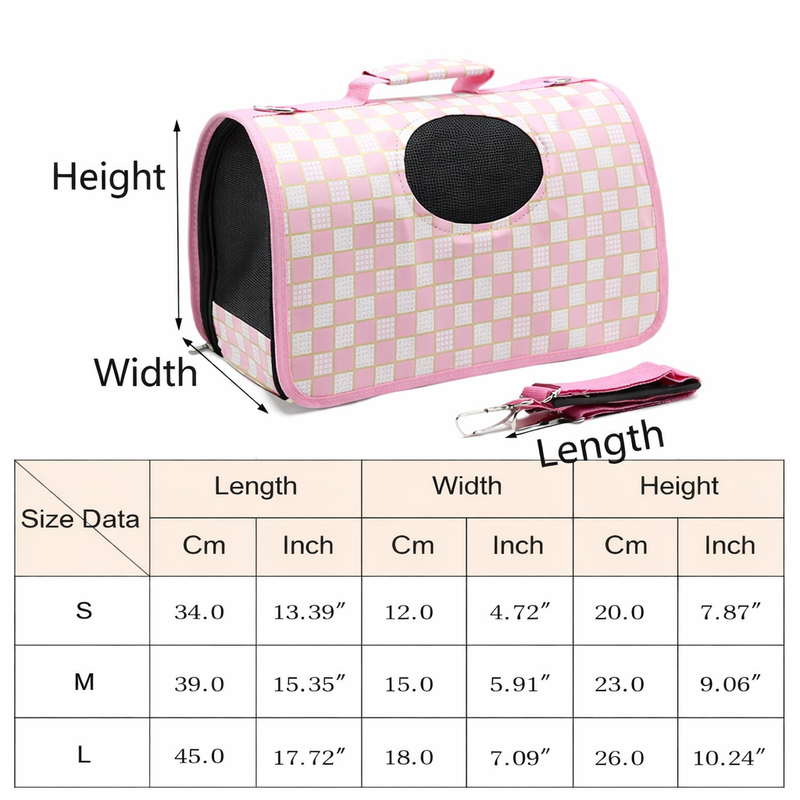 Anypet Large Pet Sling Bag – Checkered Pink Shoulder Carrier for Dogs & Cats, Lightweight Travel Accessory