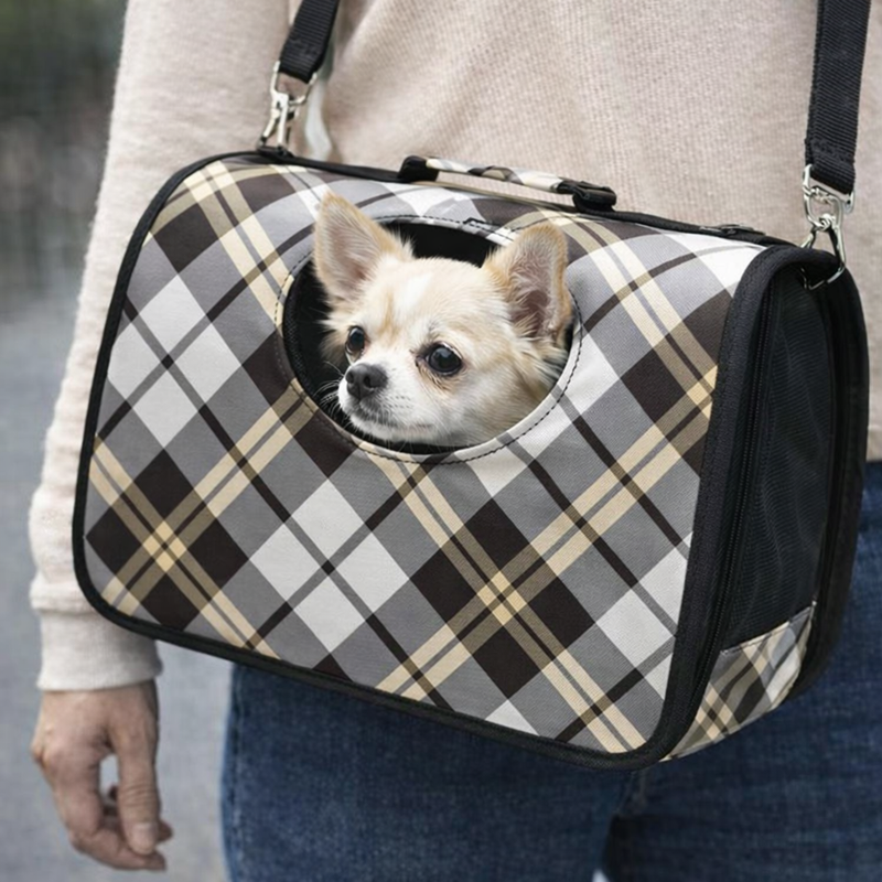 Anypet Medium Pet Sling Bag – Linear Gray Pattern Shoulder Carrier for Dogs & Cats, Lightweight Travel Accessory