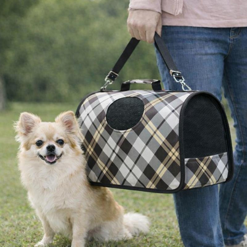 Anypet Medium Pet Sling Bag – Linear Gray Pattern Shoulder Carrier for Dogs & Cats, Lightweight Travel Accessory