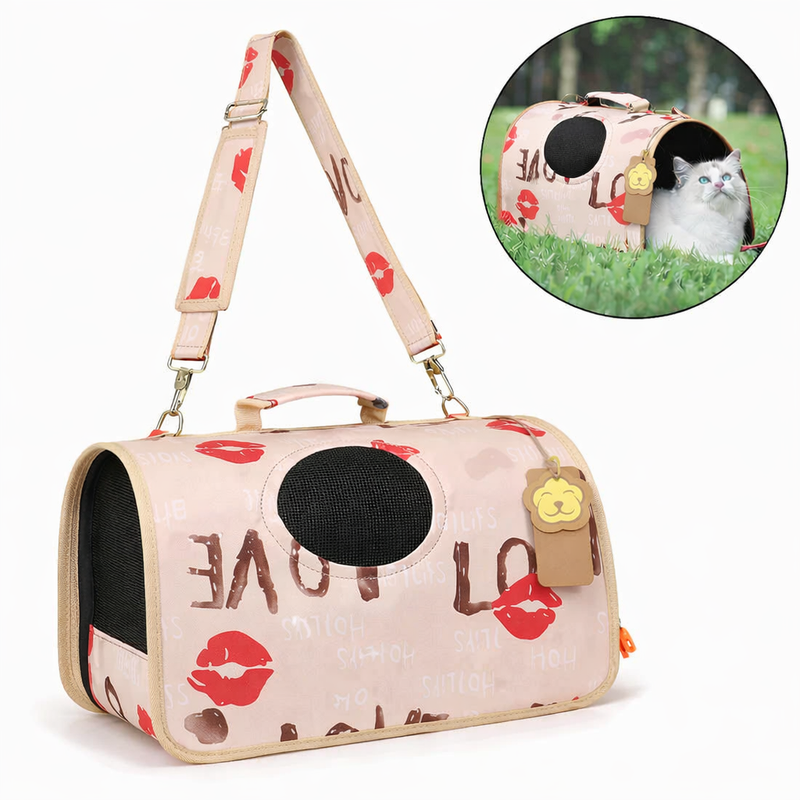Anypet Medium Pet Sling Bag – Love Kiss Pattern Shoulder Carrier for Dogs & Cats, Lightweight Travel Accessory