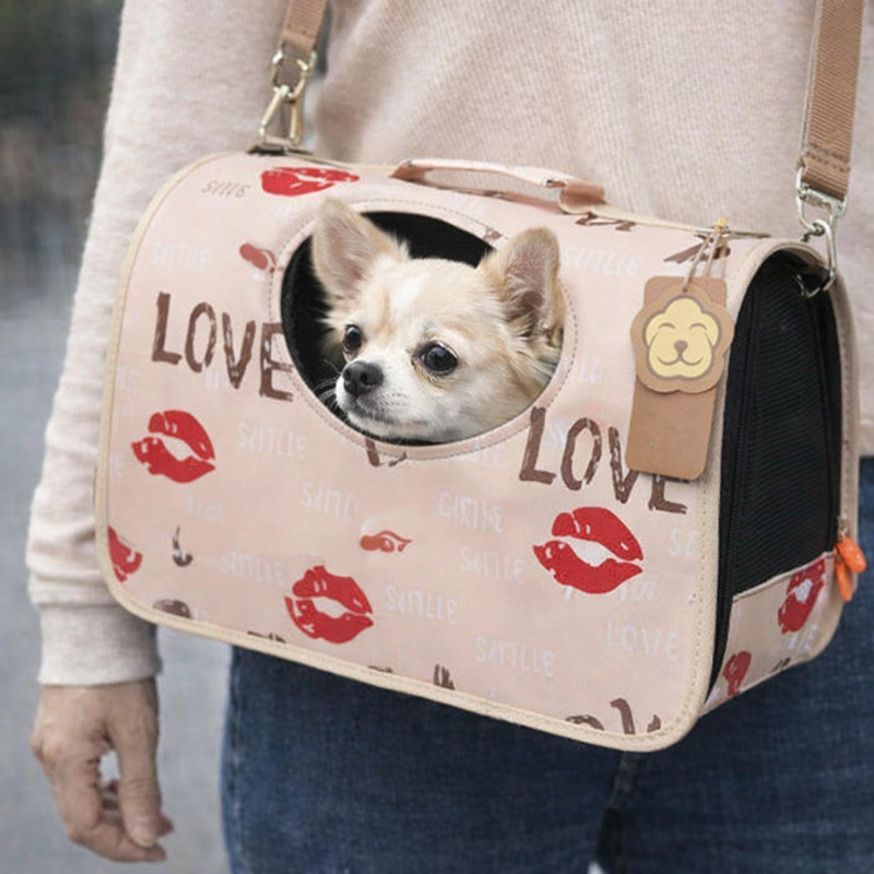 Anypet Medium Pet Sling Bag – Love Kiss Pattern Shoulder Carrier for Dogs & Cats, Lightweight Travel Accessory