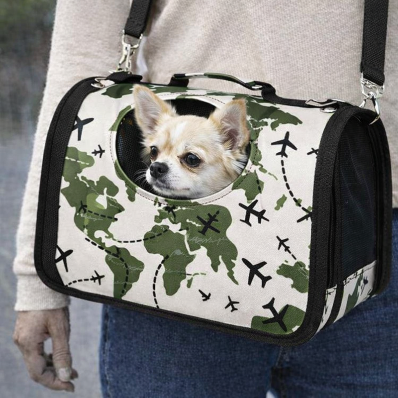 Anypet Small Pet Sling Bag – Flying Plane Pattern Shoulder Carrier for Dogs & Cats, Lightweight Travel Accessory