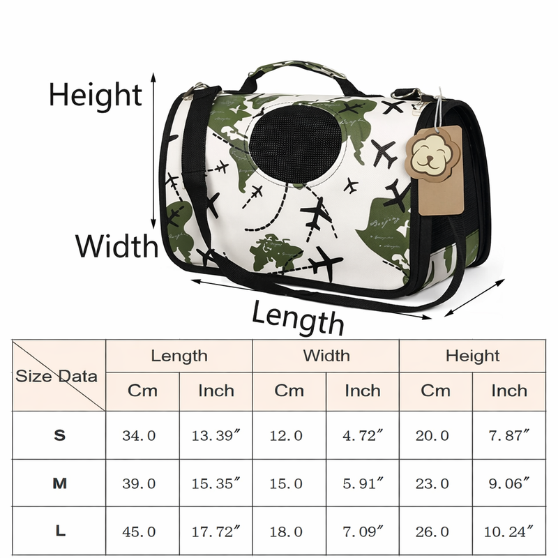 Anypet Small Pet Sling Bag – Flying Plane Pattern Shoulder Carrier for Dogs & Cats, Lightweight Travel Accessory
