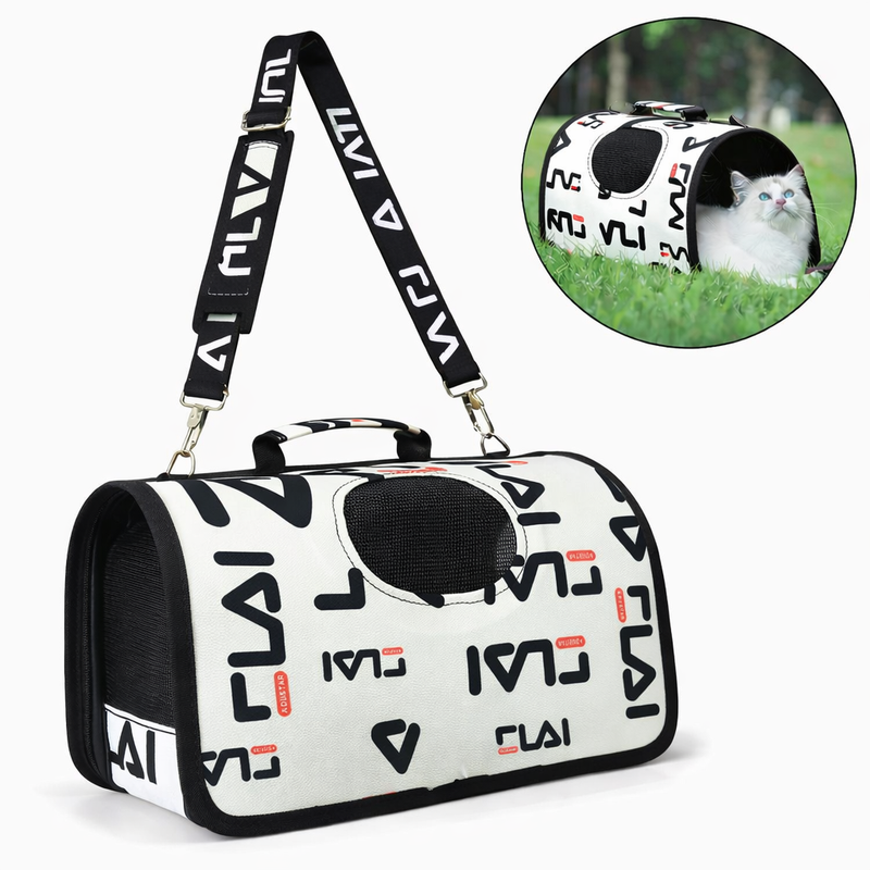 Anypet Small Pet Sling Bag – FLAI Logo Pattern Shoulder Carrier for Dogs & Cats, Lightweight Travel Accessory