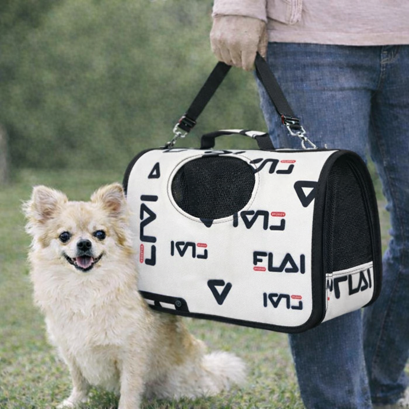 Anypet Small Pet Sling Bag – FLAI Logo Pattern Shoulder Carrier for Dogs & Cats, Lightweight Travel Accessory