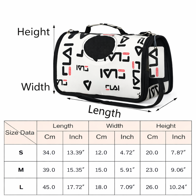 Anypet Small Pet Sling Bag – FLAI Logo Pattern Shoulder Carrier for Dogs & Cats, Lightweight Travel Accessory