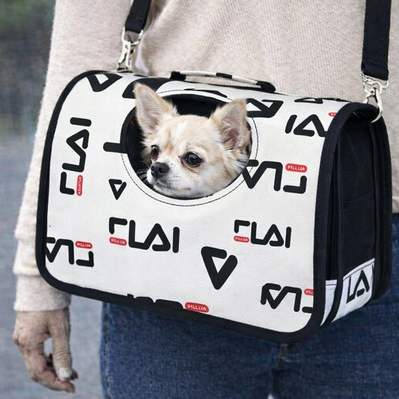 Anypet Small Pet Sling Bag – FLAI Logo Pattern Shoulder Carrier for Dogs & Cats, Lightweight Travel Accessory