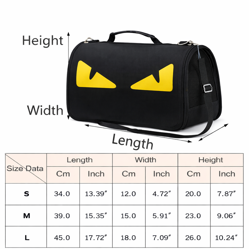 Anypet Small Pet Sling Bag – Angry Yellowed Eyes Shoulder Carrier for Dogs & Cats, Lightweight Travel Accessory