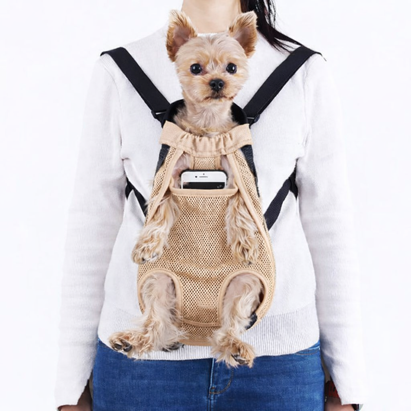 Anypet Light Coffee Denim Pet Carrier Backpack – Small Travel Bag with Front Pocket for Pets