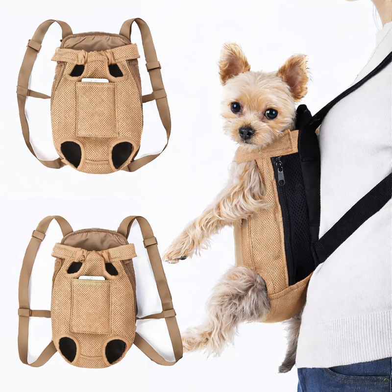 Anypet Light Coffee Denim Pet Carrier Backpack – Small Travel Bag with Front Pocket for Pets
