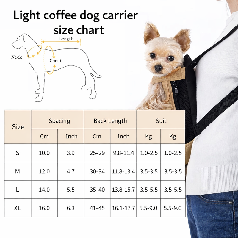 Anypet Light Coffee Denim Pet Carrier Backpack – Small Travel Bag with Front Pocket for Pets