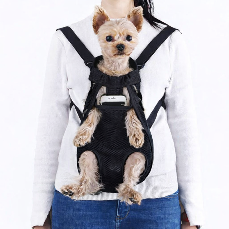 Anypet Black Denim Pet Carrier Backpack – Small Travel Bag with Front Pocket for Pets