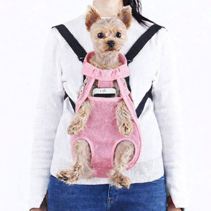 Anypet Pink Denim Pet Carrier Backpack – Small Travel Bag with Front Pocket for Pets