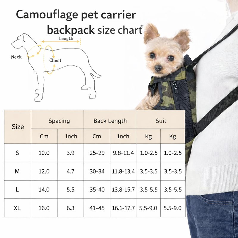 Anypet Camouflage Denim Pet Carrier Backpack – Small Travel Bag with Front Pocket for Pets