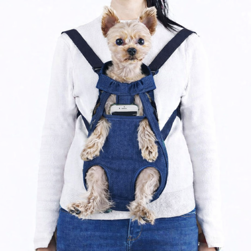 Anypet Denim Navy Pet Carrier Backpack – Small Travel Bag with Front Pocket for Pets
