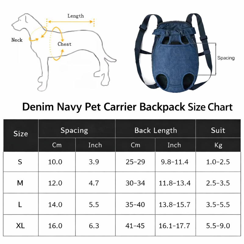 Anypet Denim Navy Pet Carrier Backpack – Small Travel Bag with Front Pocket for Pets