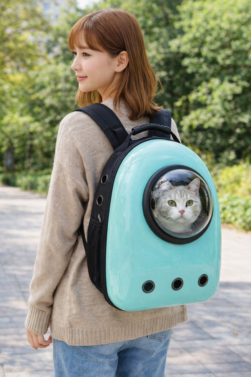 Anypet Green No Print Space Capsule Pet Carrier – Breathable Travel Bag for Small Pets