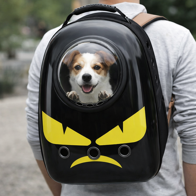 Anypet Big Yellow Eyes Print Space Capsule Pet Carrier – Breathable Travel Bag for Small Pets