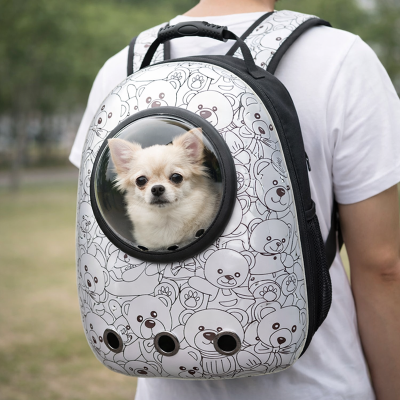 Anypet Silver Bears Print Space Capsule Pet Carrier – Breathable Travel Bag for Small Pets