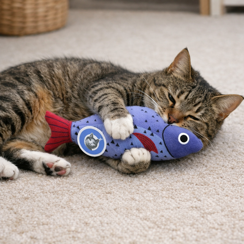 Anypet Purple Squeaky Fish Plush Toy – Soft Cat Accessory for Playful Pets