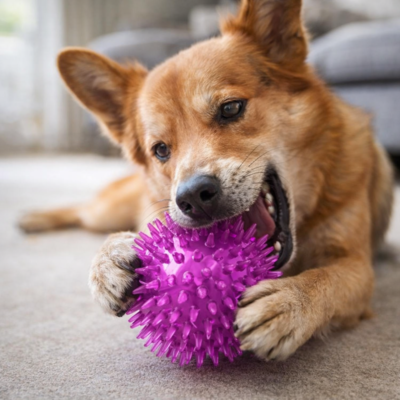 ANYPET Durable Rubber Chew Ball – Purple Dog Toy for Healthy Play & Training