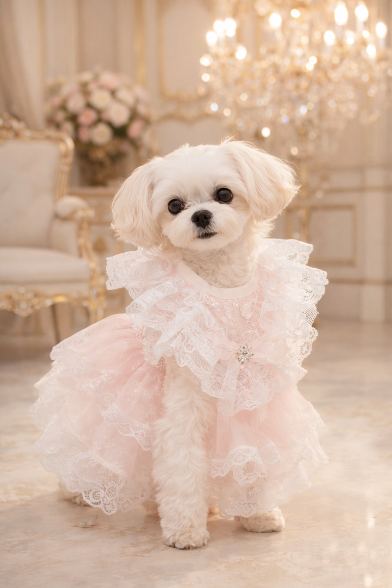 ANYPET White Princess Dress - Pet Costume with Tassel Skirt for Special Occasions