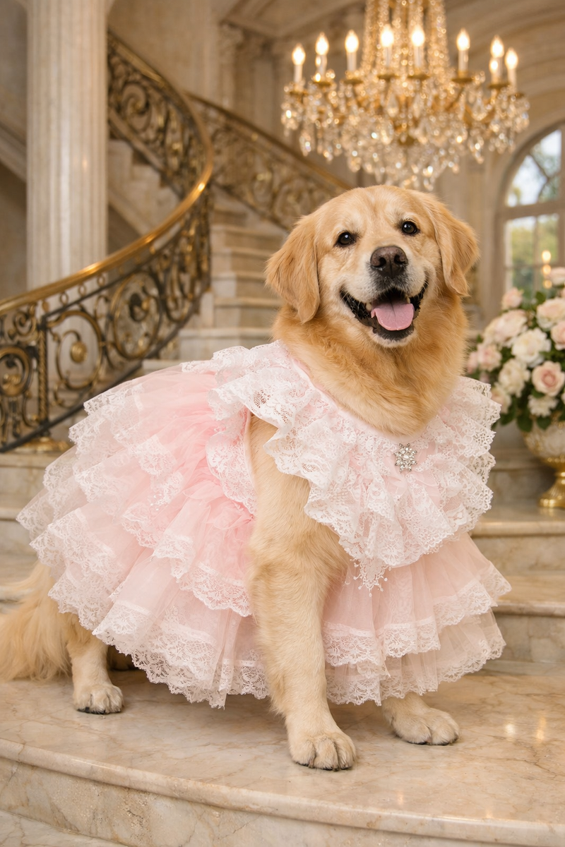 ANYPET White Princess Dress - Pet Costume with Tassel Skirt for Special Occasions