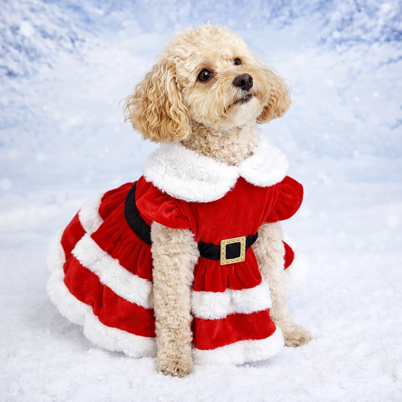 ANYPET Christmas Princess Dress - Festive Pet Costume with Fluffy Skirt