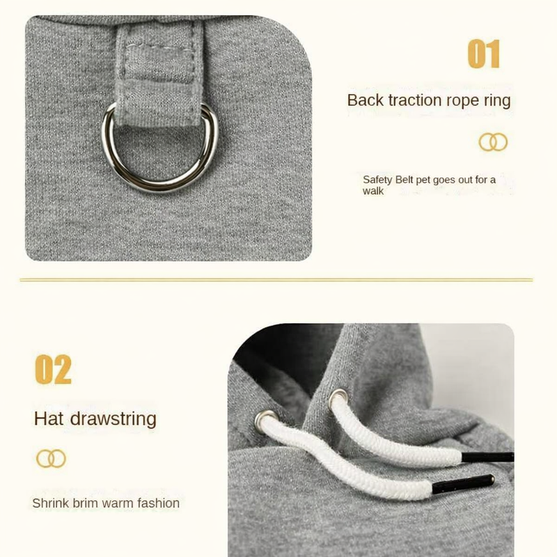 Anypet Gray Fleece Dog Hoodie Jacket with Back Pockets – Warm Pet Sweatshirt for Cosplay & Cold Weather