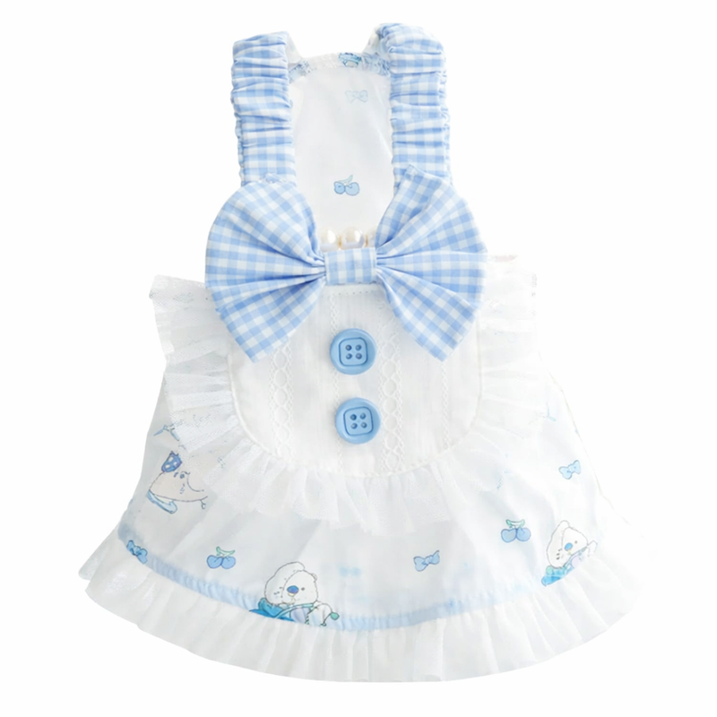 Anypet Princess Dog Dress – Blue Cosplay Outfit with Big Buttons and Tassel Print for Special Occasions