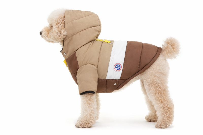 Anypet Brown Cotton Dog Coat with Sleeves & Hoodie – Warm Cosplay Jacket for Cold Weather