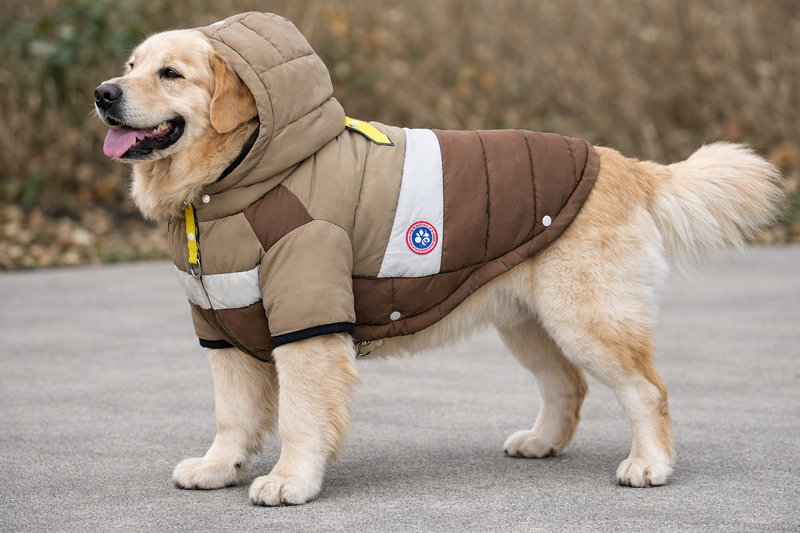 Anypet Brown Cotton Dog Coat with Sleeves & Hoodie – Warm Cosplay Jacket for Cold Weather