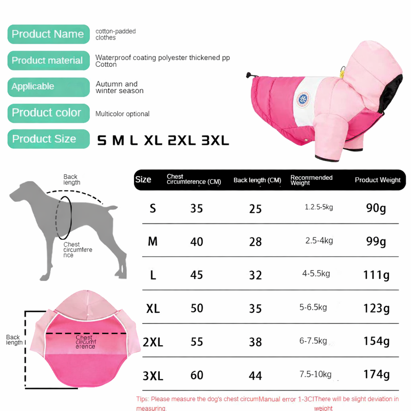 Anypet Pink White Cotton Dog Coat with Sleeves & Hoodie – Warm Cosplay Jacket for Cold Weather
