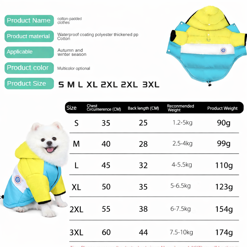 Anypet Yellow Blue Cotton Dog Coat with Sleeves & Hoodie – Warm Cosplay Jacket for Cold Weather