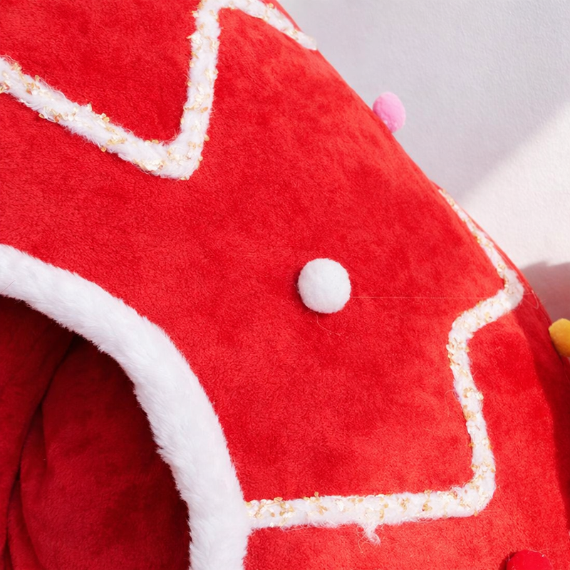 Anypet Christmas Pet Bed – Red with Santa Winter Cat Cushion Mat, Soft Cozy Design