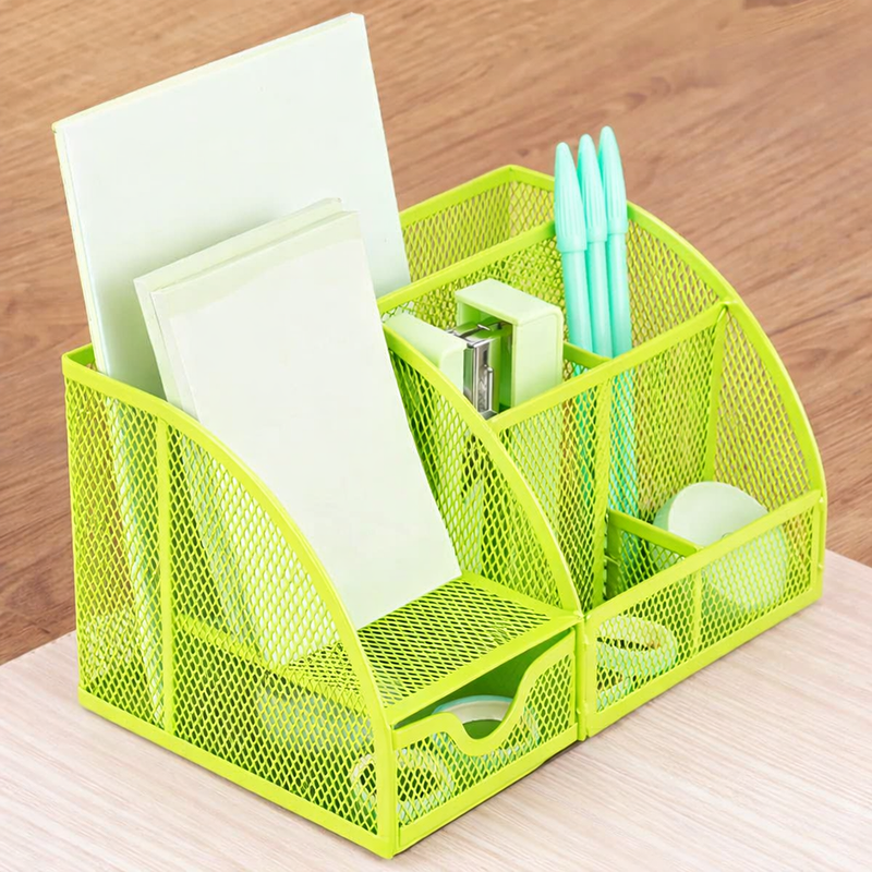 “AnyCraft Light Green Mesh Desk Organizer with Multi‑Compartment Storage for Office & School Supplies”