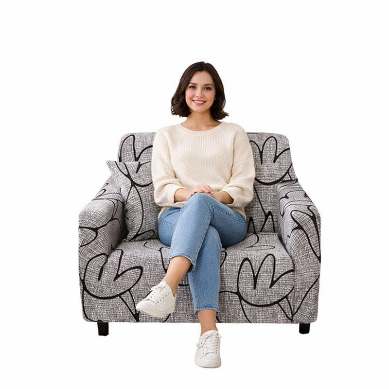 Anyseat 1-Seater Sofa Cover – Light Gray Stretch Slipcover for Living Room Chair Protection