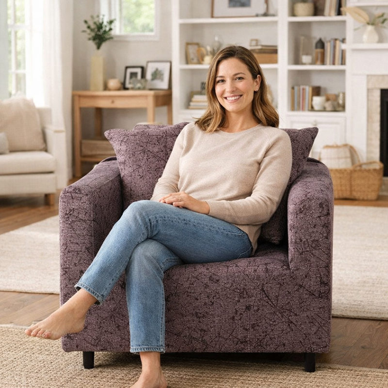 Anyseat 1-Seater Sofa Cover – Chocolate Brown Style Slipcover for Living Room Chair Protection