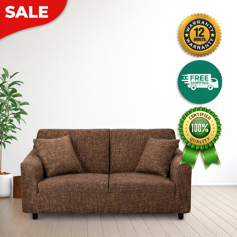 Anyseat 1-Seater Sofa Cover – Plain Brown Style Slipcover for Living Room Chair Protection