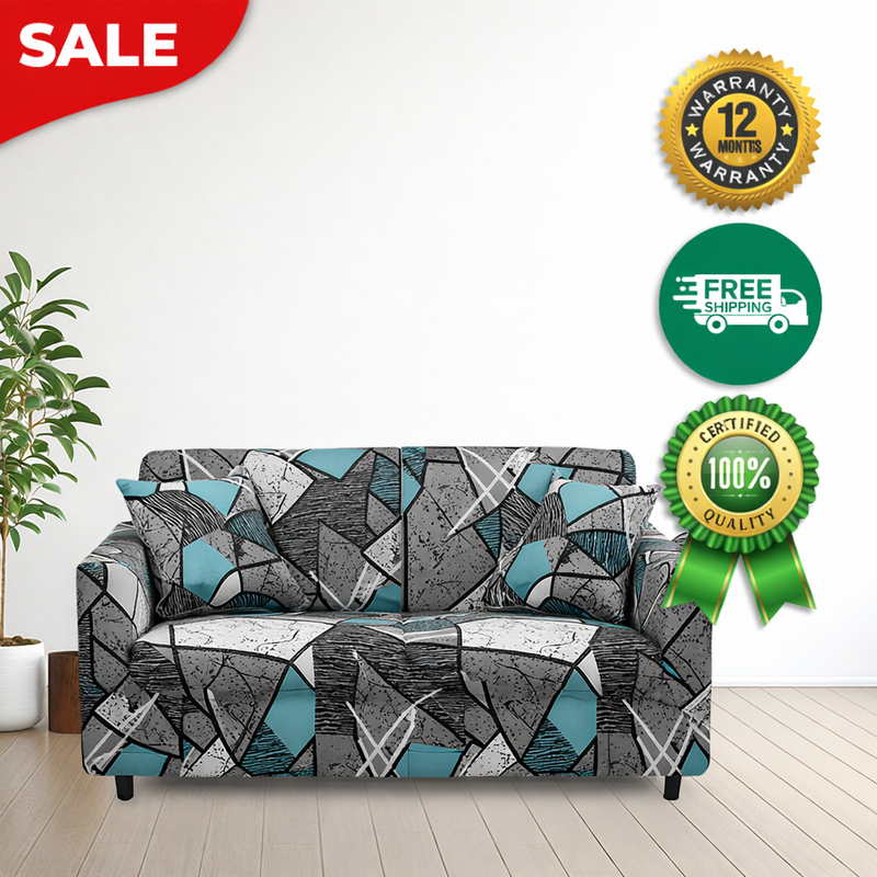 Anyseat 1-Seater Sofa Cover – Dark Grey Geometric Style Slipcover for Living Room Chair Protection